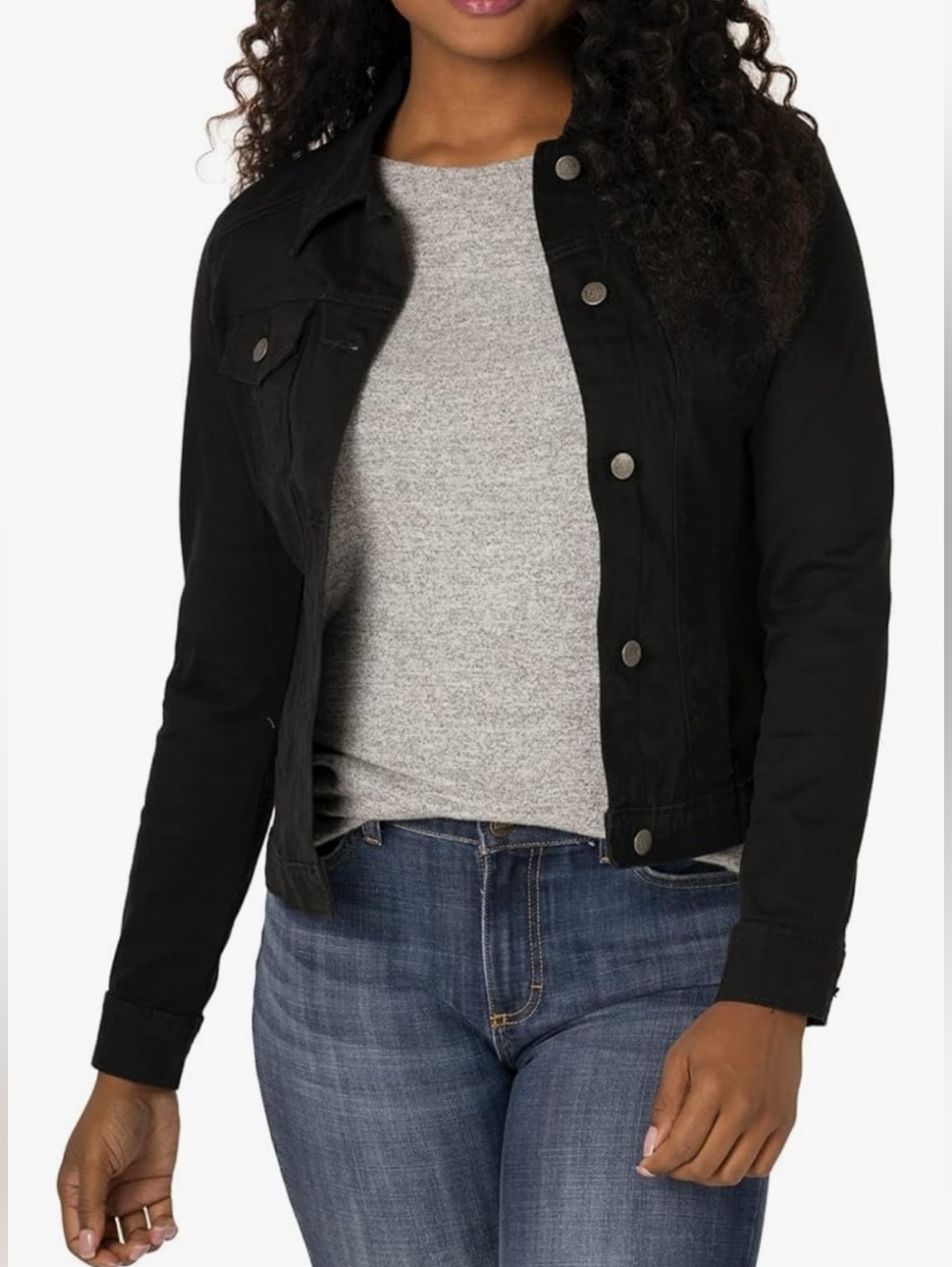 Lee Riders Women’s Black Denim Jacket - Classic Metal Button-Front